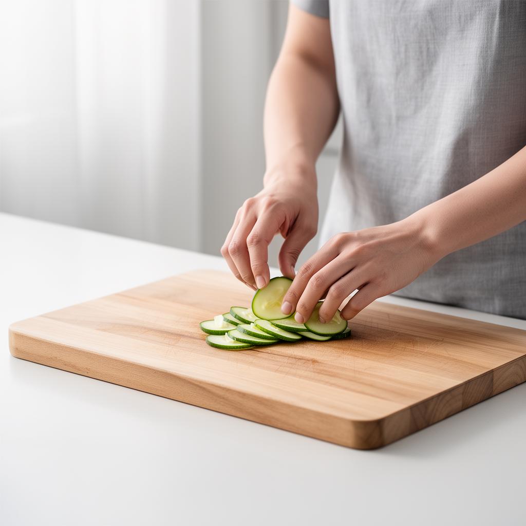 Preparing food on a clean kitchen counter